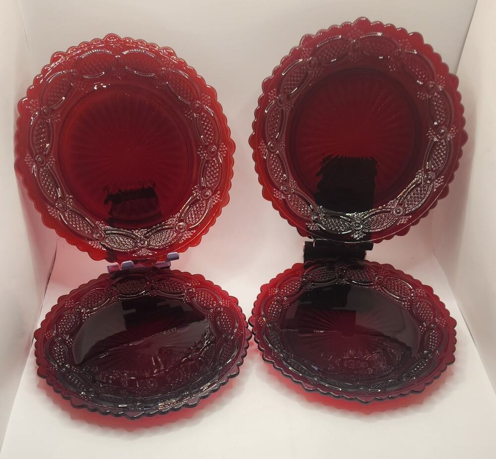 Avon 1876 Cape Cod Ruby Red 7" Salad Plates – Set of 4
